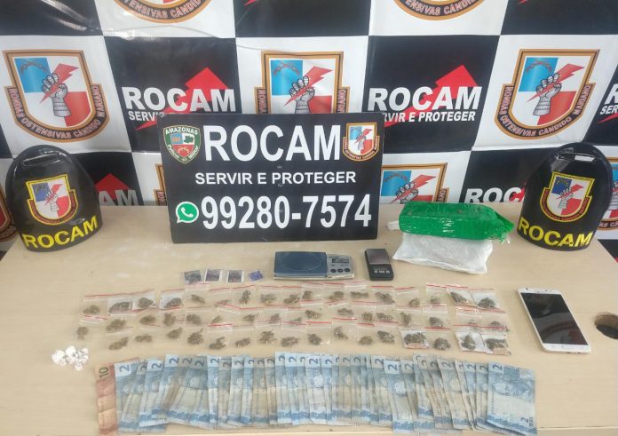 Homem é preso pela Rocam com drogas e dinheiro no bairro Alvorada